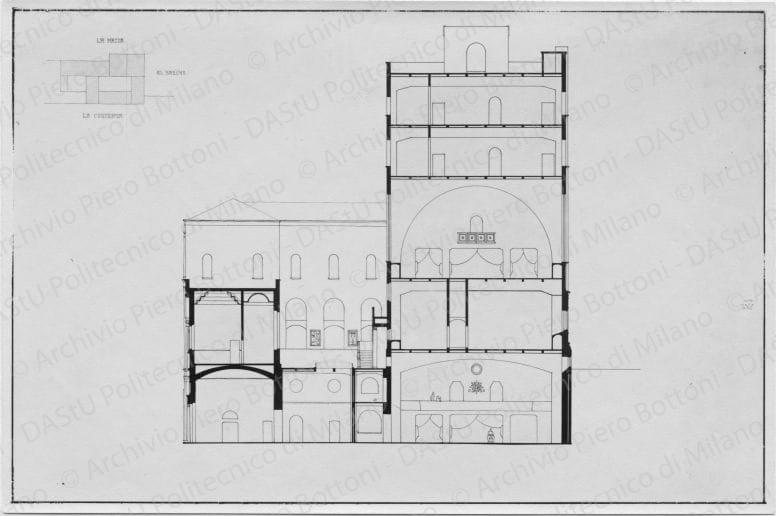 Ubaldo Castagnoli, Casa del Popolo. Sezione trasversale, positivo, bianco e nero, mm 109x164.
