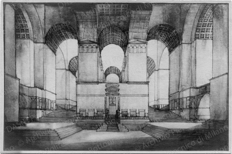 Togni, prospettiva di un interno monumentale, positivo, bianco e nero, mm 110x167.