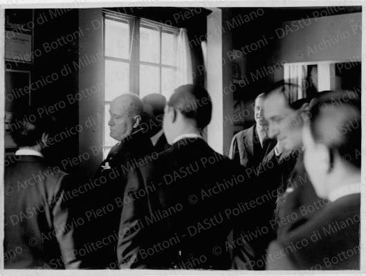 II Mostra Miar, Roma, 1931, Benito Mussolini in visita, positivo, bianco e nero, mm 167x230. 