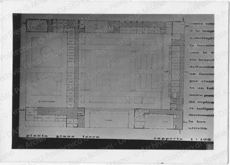 Architetti Requiliante, Boccanera, Albera, progetto di Casa dell'assistenza fascista, riproduzione di alcune tavole. Pianta piano terra, positivo, bianco e nero, mm 70x97.