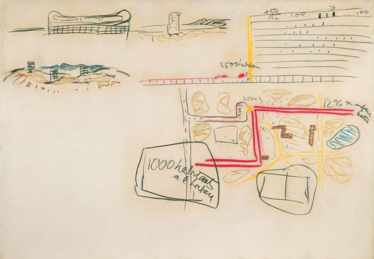 Le Corbusier, gessi colorati su carta, cm 165x240, 1934.