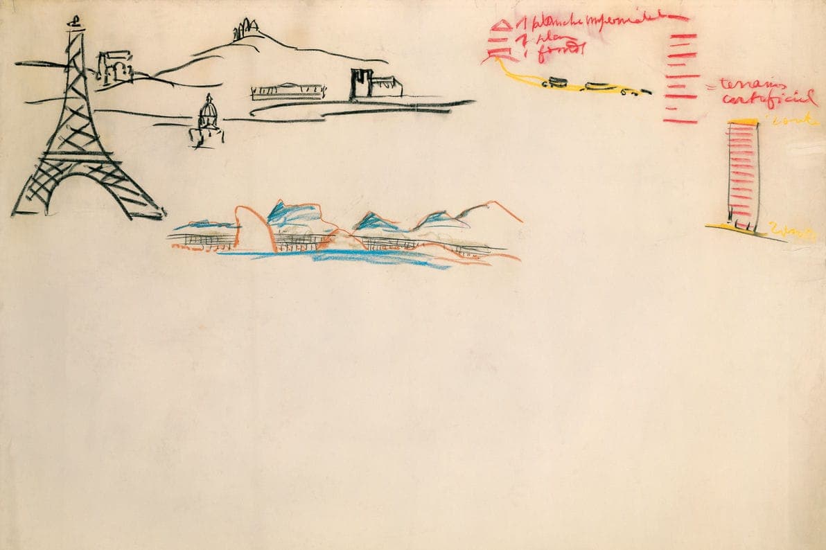 Le Corbusier, gessi colorati su carta, cm 165x240, 1934.