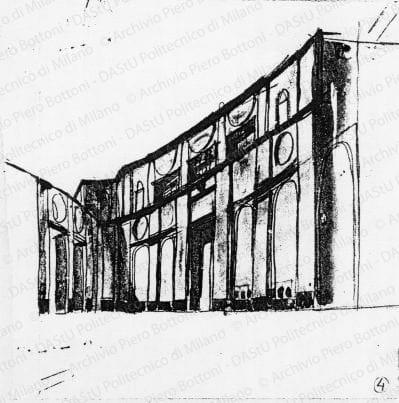 Schizzo prospettico, s.d. Matita e acquerello su carta, cm 17,0x16,7. 