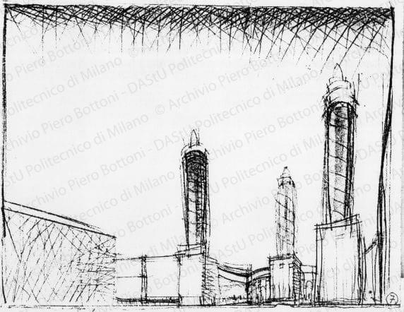 Schizzo prospettico, s.d. Matita e acquerello su carta, cm 19,2x24,9. 