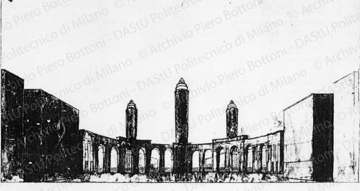 Schizzo prospettico, s.d. Matita e acquerello su carta, cm 26,7x38,5. 