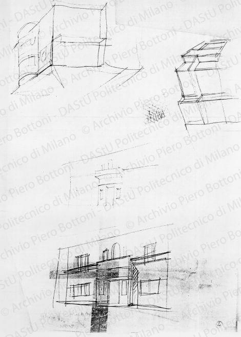 Schizzi prospettici, s.d. Matita su lucido, cm 40,0x27,3. 