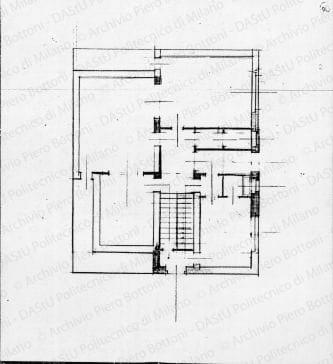 Pianta piano terra, scala 1:100, s.d. Matita su carta, cm 19,8x22,0. 