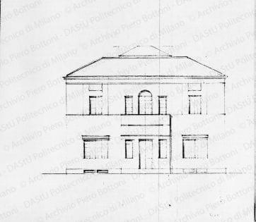 Prospetto, scala 1:100, s.d. Matita su carta, cm 20,3x21,8. 