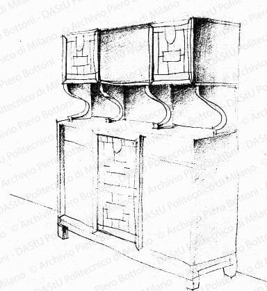Schizzo prospettico, s.d. Matita su lucido, cm 21,8x15,5. 