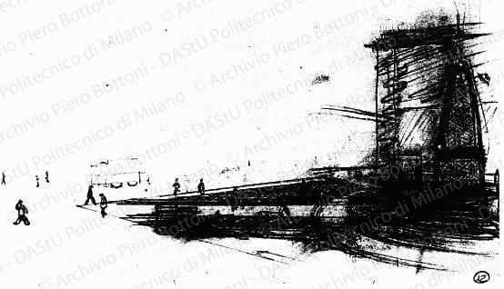 Schizzo, s.d. Matita su lucido, cm 17,0x29,5.