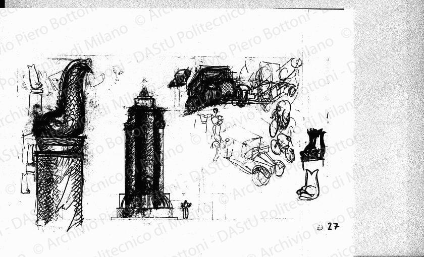 Schizzi, s.d. Matita su carta, cm 31,8x57,0.