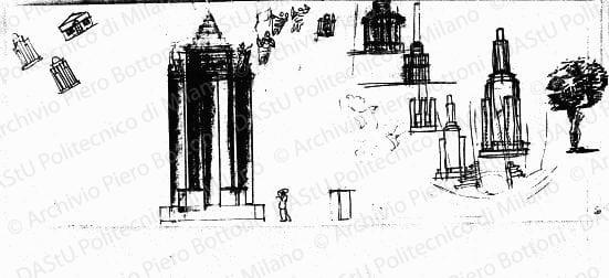Schizzi, s.d. Matita su carta, cm 25,8x70,3.