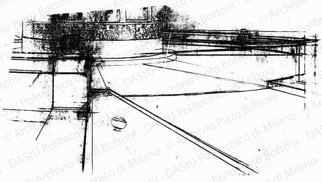 Particolare prospettico, s.d. Matita su lucido, cm 84,4x48,0.