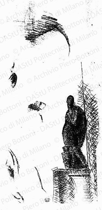 Schizzi statue, s.d. Matita su lucido, cm 39,5x22,7.