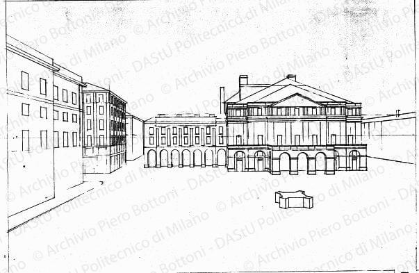 Prospettiva piazza, s.d. Matita su cartoncino, cm 75,5x101,5. 