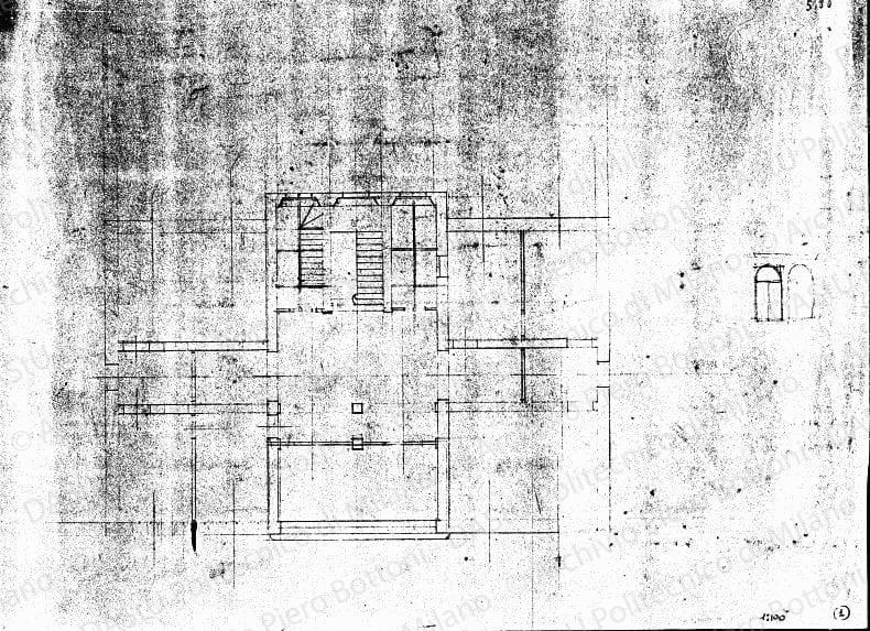 Pianta piano terra, scala 1:100, s.d. Matita su carta, cm 30,0x40,6. 