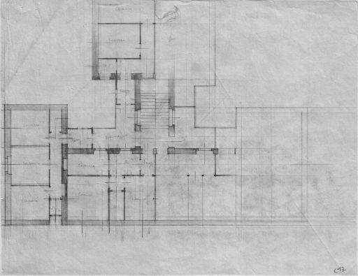 Pianta, scala 1:100, s.d. Matita su lucido, cm 25,0x32,3. 