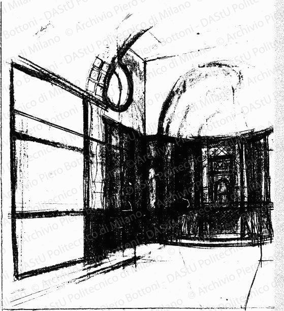Prospettiva interna, s.d. Carboncino su carta, cm 50,2x42,7. 