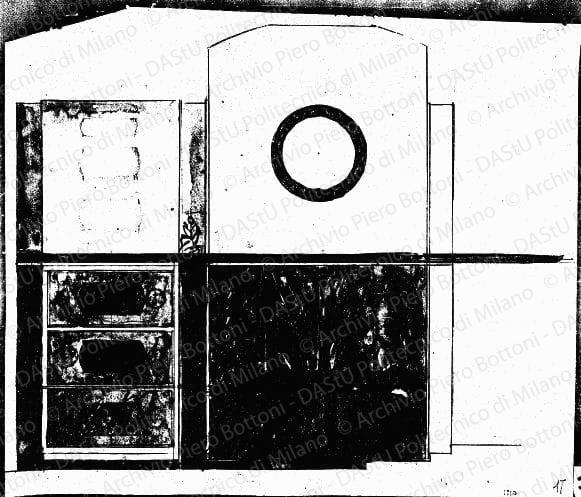 Sezione, scala 1:20, s.d. Matita e acquerello su carta, cm 35,1x42,0. 