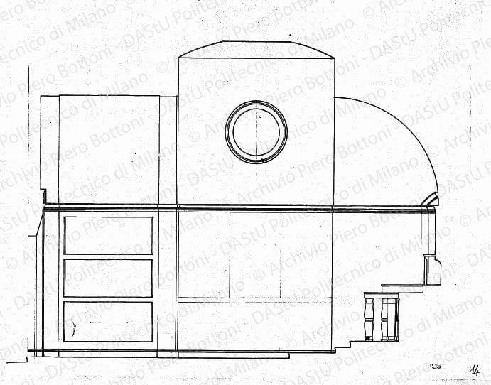Sezione cappella, scala 1:20, s.d. China su lucido, cm 39,7x50,8. 