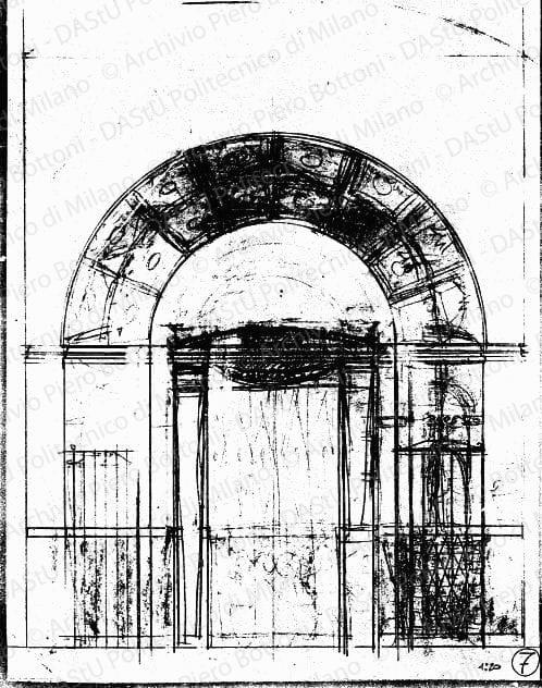 Prospetto ingresso, scala 1:20, s.d. Matita su carta, cm 35,8x28,0. 