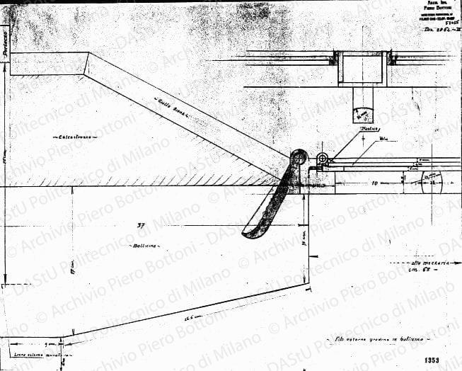 Particolare del portale, dis. 2864, scala 1:1, prot. 1353, s.d. Matita su lucido, cm 42,9x52,4.