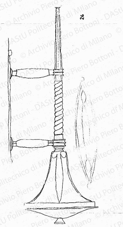 Portalume, scala 1:1, s.d. Matita carbone su lucido, cm 76,0x35,4. 