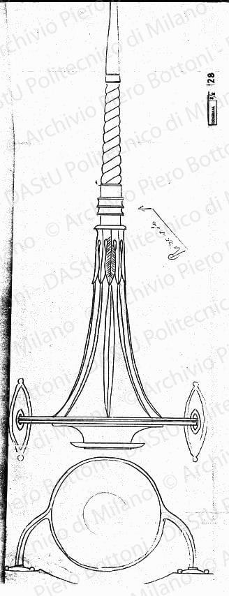 Portalume, scala 1:1, s.d. Matita carbone su lucido, cm 131,0x40,4. 