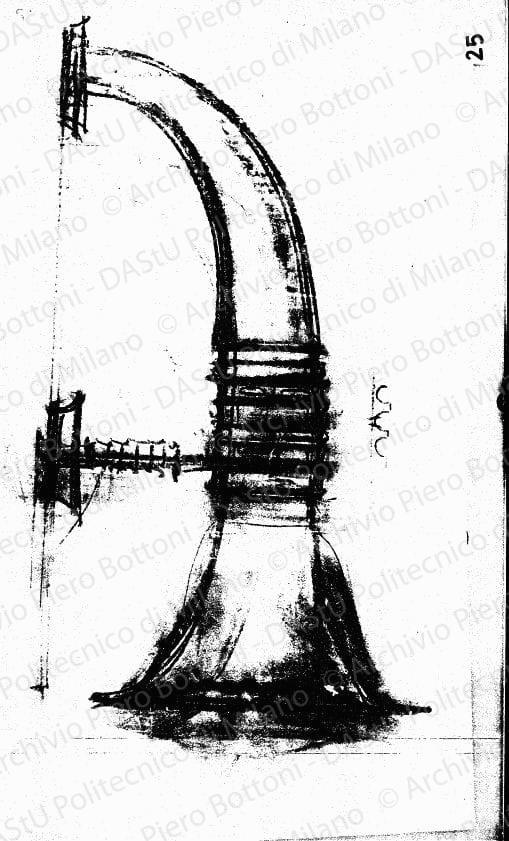 Portalume, scala 1:1, s.d. Carboncino su lucido, cm 61,4x35,5. 