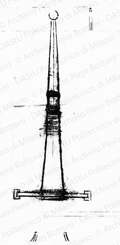 Portalume, scala 1:1, s.d. Carboncino su lucido, cm 133,0x40,3. 