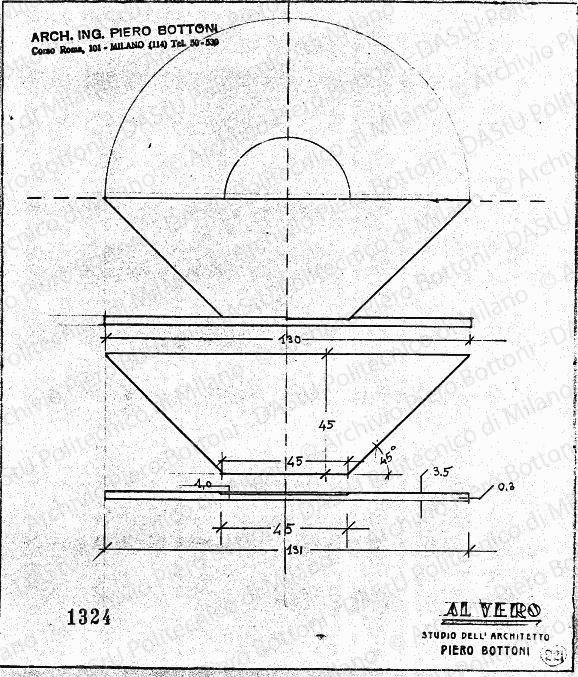 Pianta e vista, scala 1:1, prot. 1324, s.d. Matita su lucido, cm 23,8x20,4. 