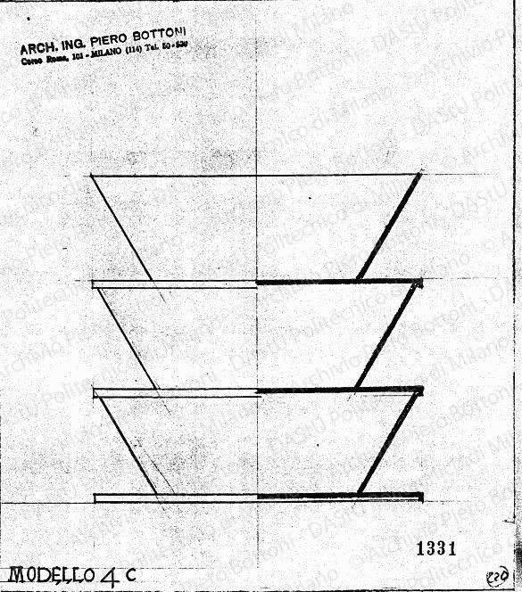 Modello 4C, vista e sezione, scala 1:1, prot. 1331, s.d. Matita su lucido, cm 23,7x20,3. 