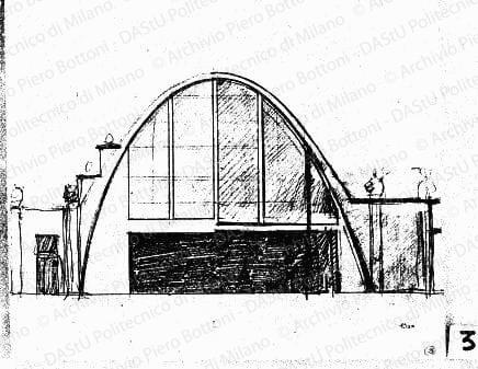 Schizzo prospetto, scala 1:100, s.d. Matita su lucido, cm 31,6x29,2. 