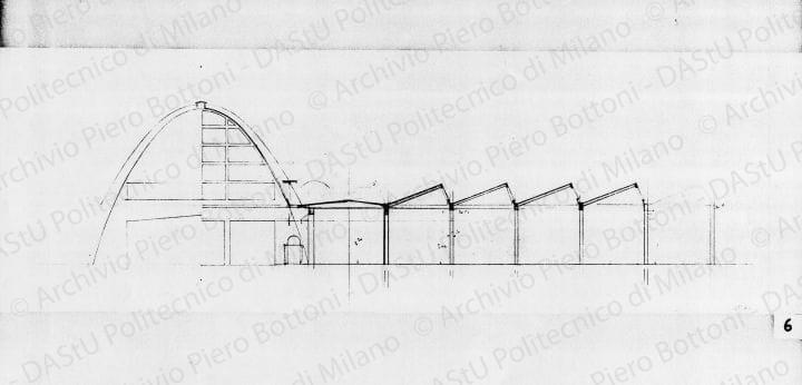 Sezione, scala 1:100, s.d. Matita su lucido, cm 24,1x77,2. 