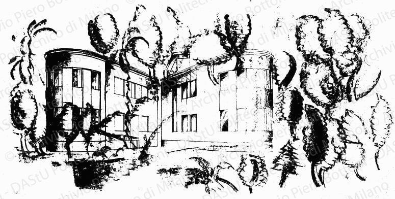 Prospettiva, s.d. Matita e carboncino su lucido, cm 40,5x79,8. 