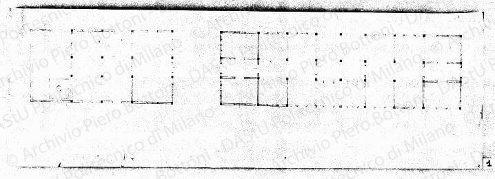 Piante, scala 1:100, s.d. Eliografia su carta, cm 32,6x99,9. 