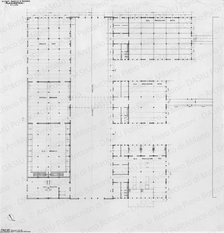 Riproduzione della planimetria del corpo principale. Positivo, bianco e nero, 230x220 mm, album giallo n.4, pag.7.