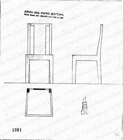 Sedia, scala 1:10, prot. 1261, s.d. Matita su lucido, cm 24,0x21,0. 
