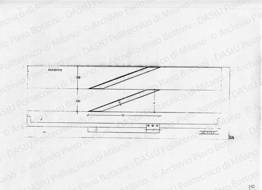 Particolare, scala 1:1, prot. 1372, s.d. Matita su lucido, cm 35,3x100,5. 
