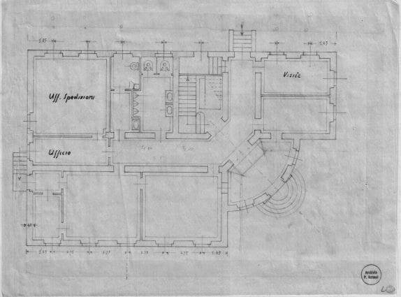 Pianta, scala 1:100, s.d. Matita e china su lucido, cm 21,7x29,0. 