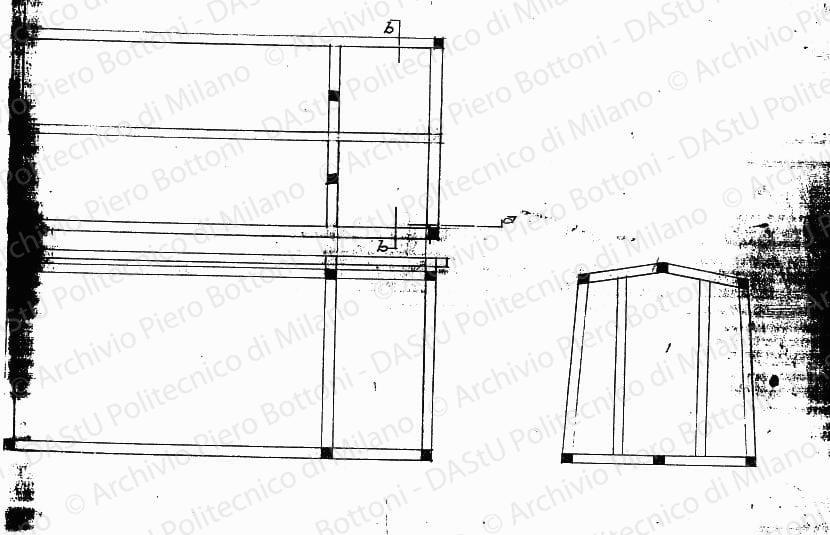 Sezioni, scala 1:20, s.d. Matita su lucido, cm 33,5x54,6. 