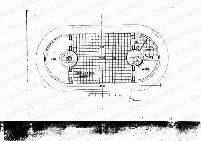 Pianta p. terreno, scala 1:50, s.d. Eliografia su carta, cm 33,4 x 43,6.