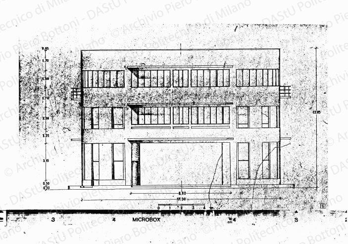 Prospetto, scala 1:50, s.d. Eliografia su carta, cm 32,2 x 53,2.