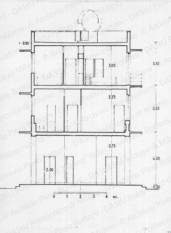Sezione, scala 1:50, s.d. Eliografia su carta, cm 36,2x26,2.