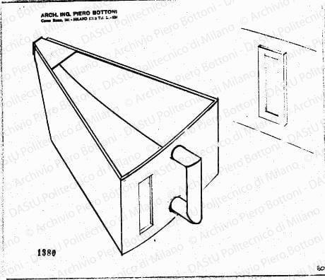 Assonometria cassetto, prot. 1380, s.d. Matita su lucido, cm 24,0x28,1. 