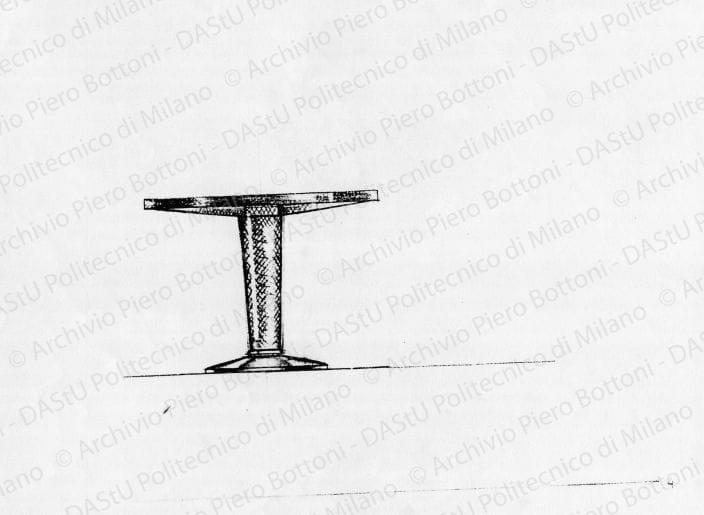 Tavolo, scala 1:100, s.d. Matita su lucido, cm 16,6x24,9. 