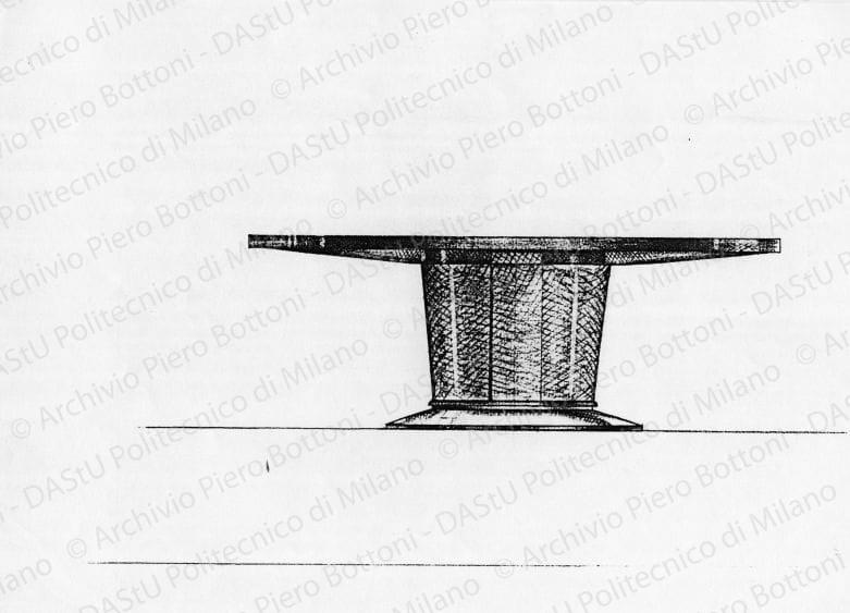 Tavolo, scala 1:100, s.d. Matita su lucido, cm 18,6x30,5. 