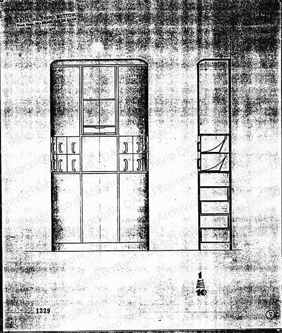 Mobile cucina, scala 1:10, prot. 1229, s.d. Matita su lucido, cm 37,6x31,7. 