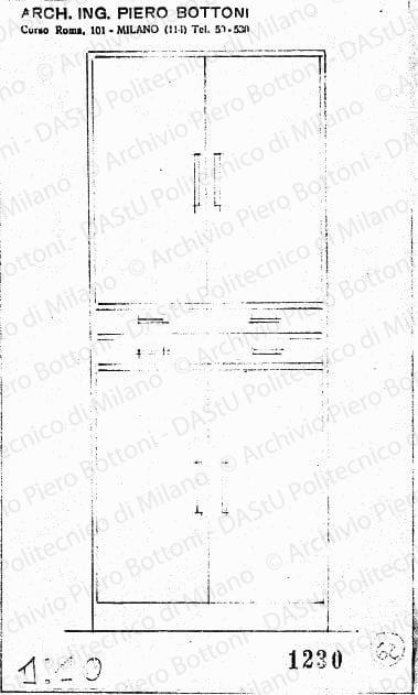 Armadio, scala 1:10, prot. 1230, s.d. Matita su lucido, cm 20,2x12,0. 