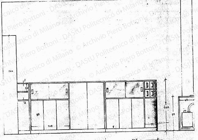 Mobile cucina, scala 1:20, prot. 1234, s.d. Matita su lucido, cm 27,3x34,5. 